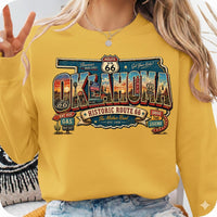 Retro Route 66 Oklahoma PNG, Vintage Mother Road Sublimation Design, Classic Car Digital Download, Route 66 T-shirt Graphic, State Png