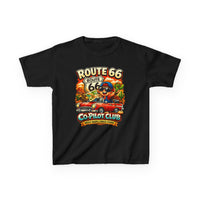 Route 66 Centennial Kids Shirt - 100th Anniversary 2026 Road Trip Tee - Co-Pilot Club Youth Graphic T-Shirt - Family Vacation Retro Car