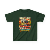 Route 66 Centennial Kids Shirt - 100th Anniversary 2026 Road Trip Tee - Co-Pilot Club Youth Graphic T-Shirt - Family Vacation Retro Car