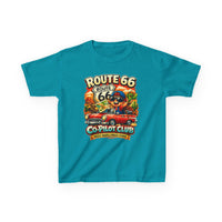 Route 66 Centennial Kids Shirt - 100th Anniversary 2026 Road Trip Tee - Co-Pilot Club Youth Graphic T-Shirt - Family Vacation Retro Car