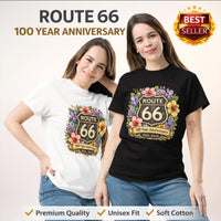 Route 66 Floral Anniversary T-Shirt, Vintage American Road Trip Tee