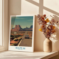 Route 66 Desert Highway Poster - Southwest Road Trip Art