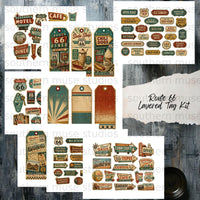 Route 66 Junk Journal Digital Kit 25 Pages, Vintage Road Trip Ephemera, Printable Americana Scrapbook Elements, vacation, mixed media