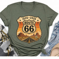 Route 66 100th Anniversary PNG, 1926-2026 Vintage Route 66 Badge Design, Retro Desert Road Trip Sublimation File, Printable T-Shirt Graphic