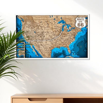 Route 66 Map Wall Art USA Road Trip Map