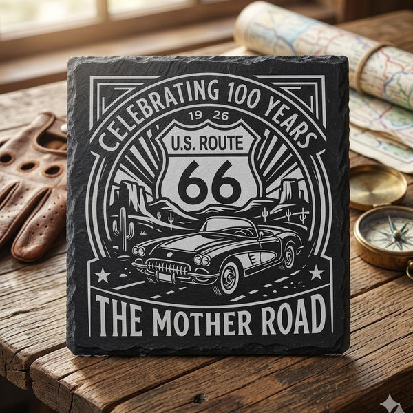 Route 66 Wall Art, Vintage Mother Road Decor, Retro Classic Car Garage Sign, Man Cave Gift for Dad