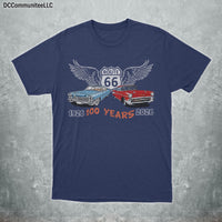 Route 66 Centennial T-Shirt, Retro Classic Cars, American Highway Road Trip Tee