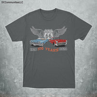 Route 66 Centennial T-Shirt, Retro Classic Cars, American Highway Road Trip Tee