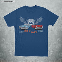 Route 66 Centennial T-Shirt, Retro Classic Cars, American Highway Road Trip Tee