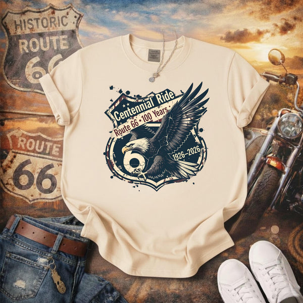 Route 66 Centennial Ride Shirt Eagle Americana Tee Vintage Highway 66 Graphic T Shirt Mother Road 100 Years 1926 2026 Biker Tee