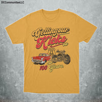 Vintage Route 66 Graphic Tee, Retro Motorcycle Road Trip Shirt, Americana Classic Car Apparel