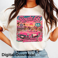 Route 66 Centennial T-Shirt PNG, 4 files, Girls Road Trip Design (Digital Download)