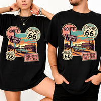Route 66 100 Years Centennial T-Shirt Retro Highway Anniversary Road Trip Tee