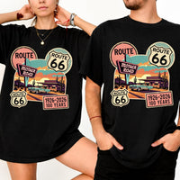 Route 66 100 Years Centennial T-Shirt Retro Highway Anniversary Road Trip Tee