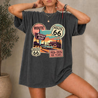 Route 66 100 Years Centennial T-Shirt Retro Highway Anniversary Road Trip Tee