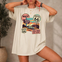 Route 66 100 Years Centennial T-Shirt Retro Highway Anniversary Road Trip Tee
