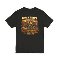 Route 66 Centennial 100 Years back design T-Shirt | Vintage Roadtrip Tee