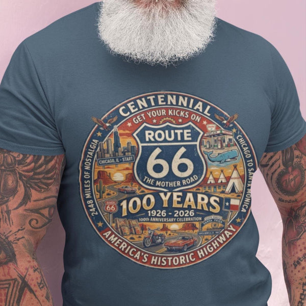Route 66 Centennial 100 years Unisex Jersey Short Sleeve Tee-Road Trip, The Mother Road, Desert Highway, Traveler Gift, Americana, Nostalgic