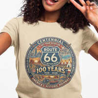 Route 66 Centennial 100 years Unisex Jersey Short Sleeve Tee-Road Trip, The Mother Road, Desert Highway, Traveler Gift, Americana, Nostalgic
