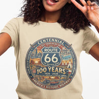 Route 66 Centennial 100 years Unisex Jersey Short Sleeve Tee-Road Trip, The Mother Road, Desert Highway, Traveler Gift, Americana, Nostalgic