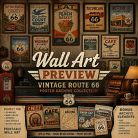 Vintage Route 66 Poster Archive Collection, Retro Americana Travel Ads, Motel Diner Gas Station Ephemera Set