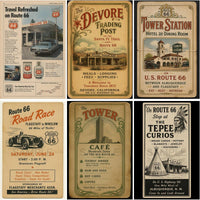 Vintage Route 66 Poster Archive Collection, Retro Americana Travel Ads, Motel Diner Gas Station Ephemera Set