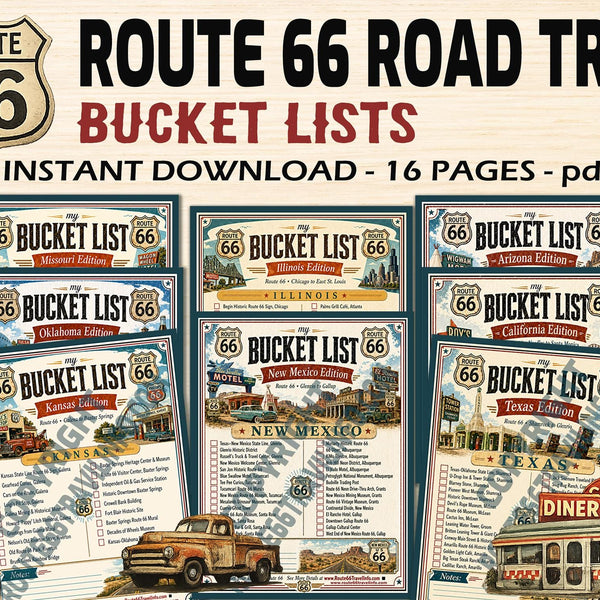 Route 66 Trip Planner Digital Download | Bucket List Printable for All 8 States | Road Trip Gift