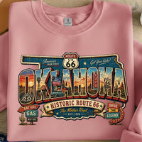 Retro Route 66 Oklahoma PNG, Vintage Mother Road Sublimation Design, Classic Car Digital Download, Route 66 T-shirt Graphic, State Png