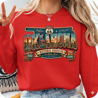 Retro Route 66 Oklahoma PNG, Vintage Mother Road Sublimation Design, Classic Car Digital Download, Route 66 T-shirt Graphic, State Png