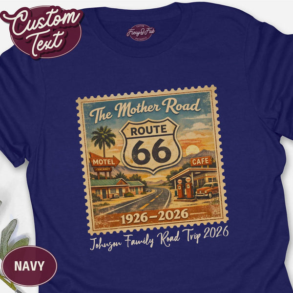 Custom Route 66 Family Road Trip Tee, Vacation Souvenir Gift, Vintage Matching Group Shirt