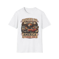 Route 66 Turns 100 America Turns 250 Shirt, Patriotic Route 66 Tee, Mother Road Shirt, Vintage Muscle Car USA Graphic Tee