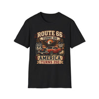 Route 66 Turns 100 America Turns 250 Shirt, Patriotic Route 66 Tee, Mother Road Shirt, Vintage Muscle Car USA Graphic Tee