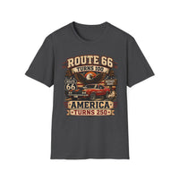 Route 66 Turns 100 America Turns 250 Shirt, Patriotic Route 66 Tee, Mother Road Shirt, Vintage Muscle Car USA Graphic Tee
