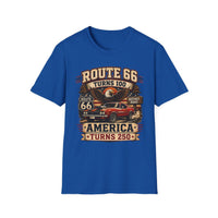 Route 66 Turns 100 America Turns 250 Shirt, Patriotic Route 66 Tee, Mother Road Shirt, Vintage Muscle Car USA Graphic Tee