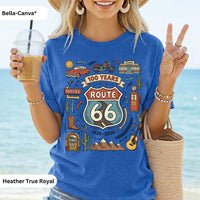 Route 66 Centennial T-Shirt: Vintage Americana Road Trip, Classic Car Motorcycle