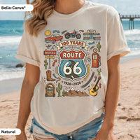 Route 66 Centennial T-Shirt: Vintage Americana Road Trip, Classic Car Motorcycle