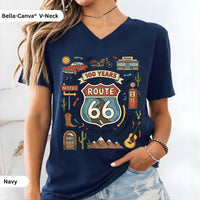 Route 66 Centennial T-Shirt: Vintage Americana Road Trip, Classic Car Motorcycle