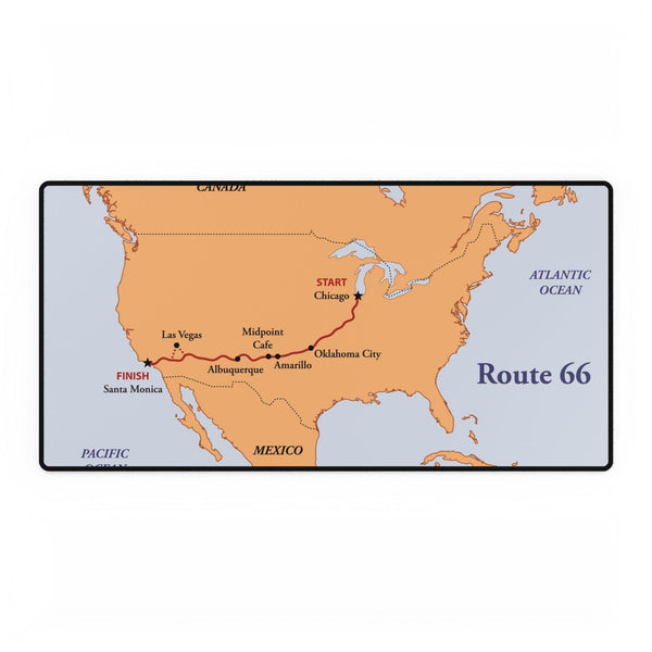 Route 66 Map Desk Mat | Vintage USA Road Trip Map | 100th Anniversary Edition