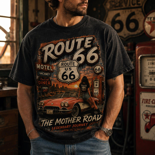 Route 66 Mother Road Graphic Tee, Vintage Desert Americana Travel Shirt (Digital Download)