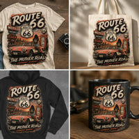 Route 66 Mother Road Graphic Tee, Vintage Desert Americana Travel Shirt (Digital Download)