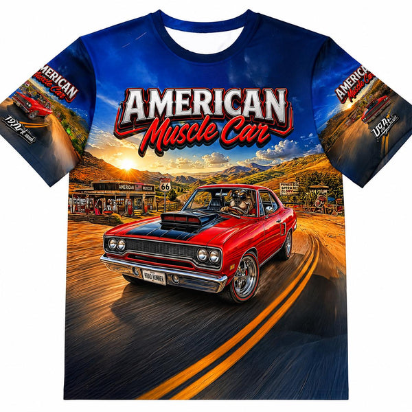 70 Plymouth Road Runner Shirt, American Muscle Car Wearable Art Tee, Classic Mopar Style Gift for Car Guys, Route 66 Apparel