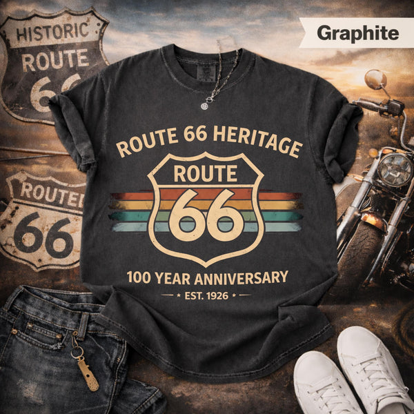 Route 66 Heritage Shirt 100 Year Anniversary 1926 2026 Vintage Route 66 Tee Retro Road Trip Shirt Americana Travel Gift Unisex