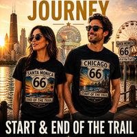 Route 66 Santa Monica Shirt | End of the Trail Tee | Vintage Beach Sunset Graphic | Road Trip Travel Shirt | California Gift | Unisex Tee