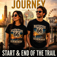 Route 66 Santa Monica Shirt | End of the Trail Tee | Vintage Beach Sunset Graphic | Road Trip Travel Shirt | California Gift | Unisex Tee