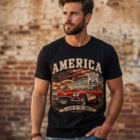 Vintage Route 66 Classic Car T-Shirt Design,Digital Download Png