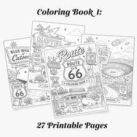 2026-27 Academic Planner | Route 66 Theme, Printable Calendar | Printable Coloring Sheets (Digital Download)