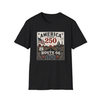 America Turns 250 Shirt - Route 66 Turns 100 Tee - Patriotic Vintage USA Shirt 1776-2026 - Retro Road Trip Americana Graphic Tee