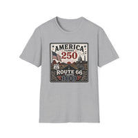 America Turns 250 Shirt - Route 66 Turns 100 Tee - Patriotic Vintage USA Shirt 1776-2026 - Retro Road Trip Americana Graphic Tee