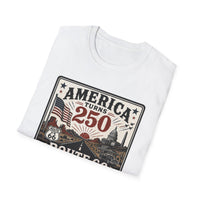 America Turns 250 Shirt - Route 66 Turns 100 Tee - Patriotic Vintage USA Shirt 1776-2026 - Retro Road Trip Americana Graphic Tee
