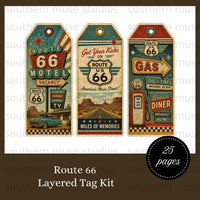 Route 66 Junk Journal Digital Kit 25 Pages, Vintage Road Trip Ephemera, Printable Americana Scrapbook Elements, vacation, mixed media
